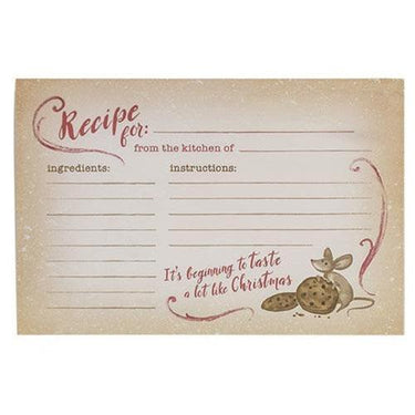24 Pkg Mouse Christmas Recipe Cards - The Fox Decor